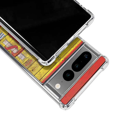 Spain Flag Dark Wood Google Pixel 7 Pro Clear Case